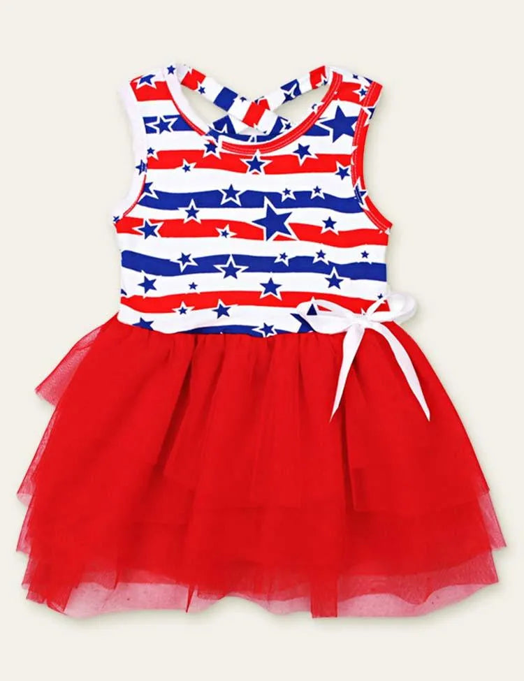 Independence Day Star Printed Mesh Dress - Mini Taylor