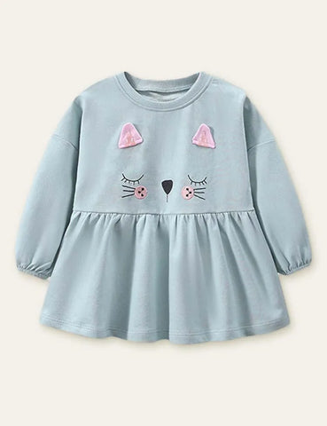 Kitten Embroidery Sweatshirt + Animal Printed Leggings - Mini Taylor