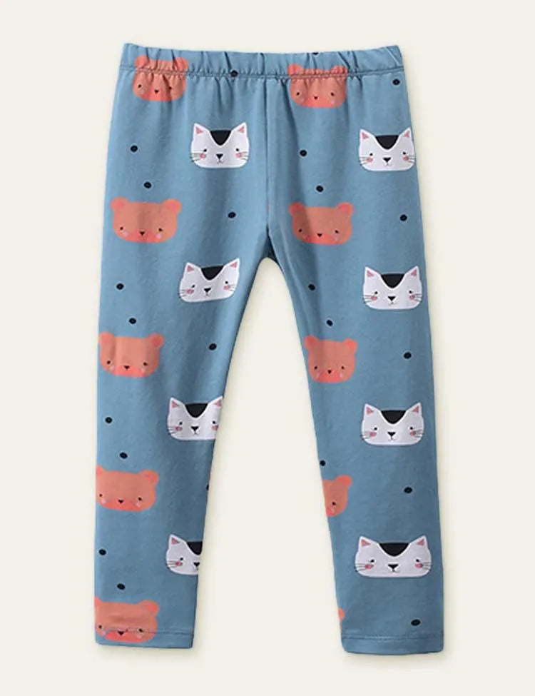 Kitten Embroidery Sweatshirt + Animal Printed Leggings - Mini Taylor