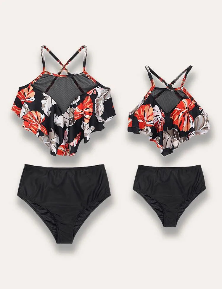Leaf Printed Family Matching Swim Suit - Mini Taylor