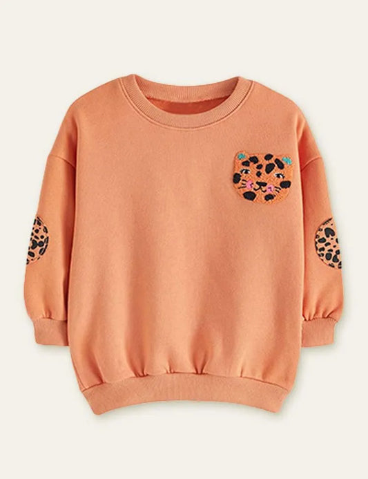 Leopard Appliqué Sweatshirt + Zoo Printed Leggings - Mini Taylor