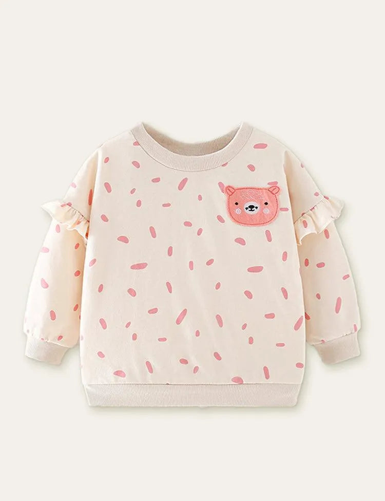 Little Bear Appliqué Polka Dot Sweatshirt - Mini Taylor