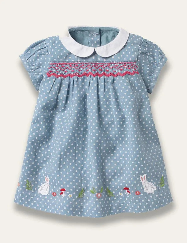 Lovely Polka Dot Bunny Appliqué Dress - Mini Taylor