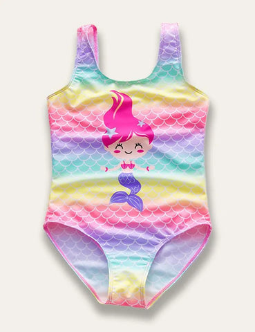 Mermaid Print Color Gradient One-piece Swimsuit - Mini Taylor