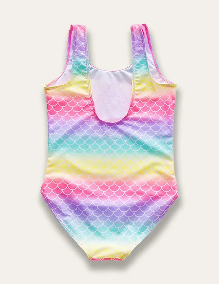 Mermaid Print Color Gradient One-piece Swimsuit - Mini Taylor
