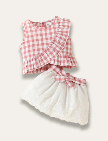 Multicolor Plaid Top + Skirt Set - Mini Taylor