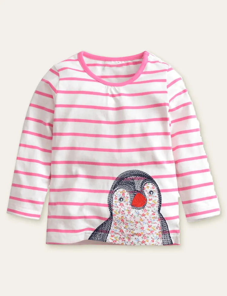Penguin Embroidered Long Sleeve T-shirt - Mini Taylor