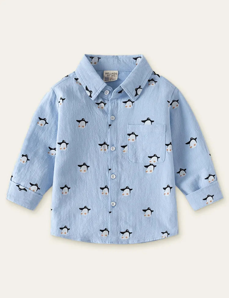 Penguin Printed Long Sleeve Shirt - Mini Taylor