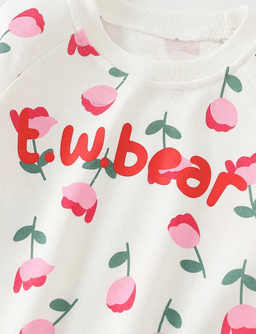 Pink Flower Printed Sweatshirt - Mini Taylor