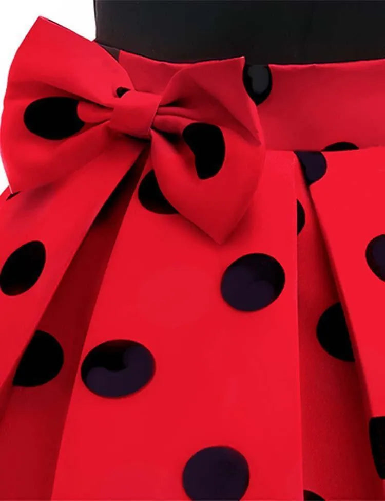 Polka Dot Bow Sleeveless Party Dress - Mini Taylor