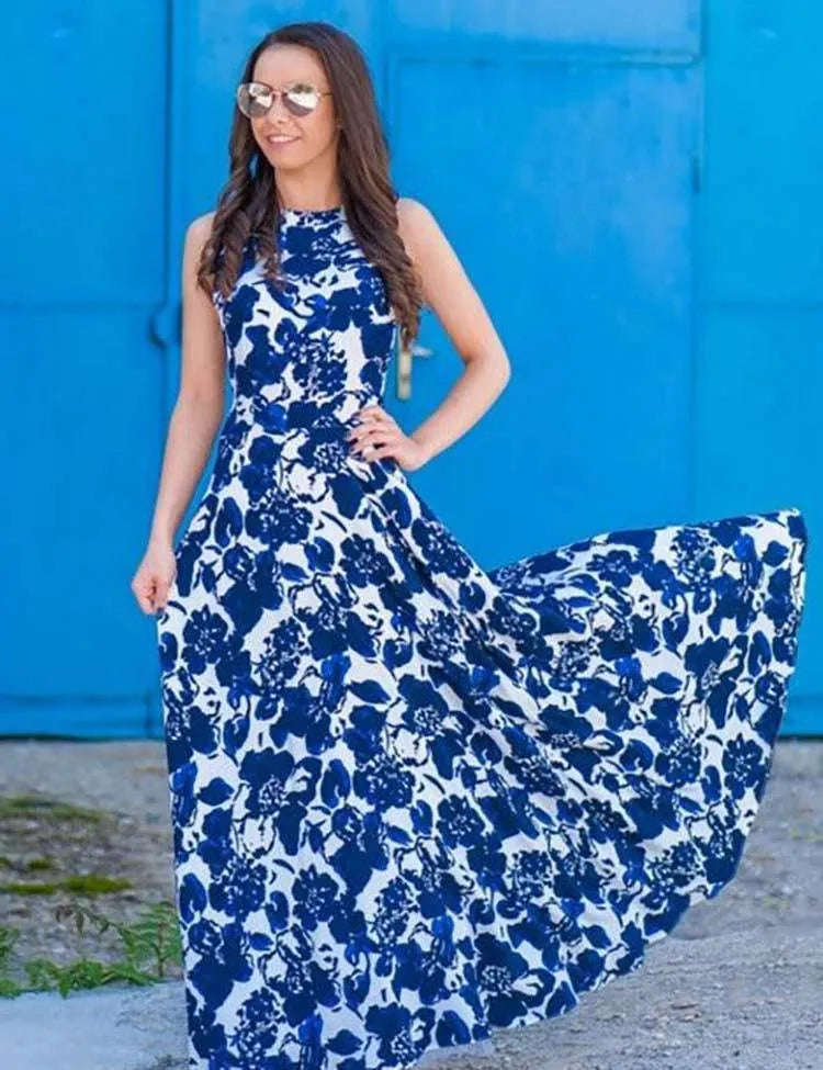 Porcelain Printed Long High Waist Family Matching Dress - Mini Taylor