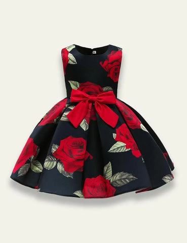 Printed Bow Party Dress - Mini Taylor