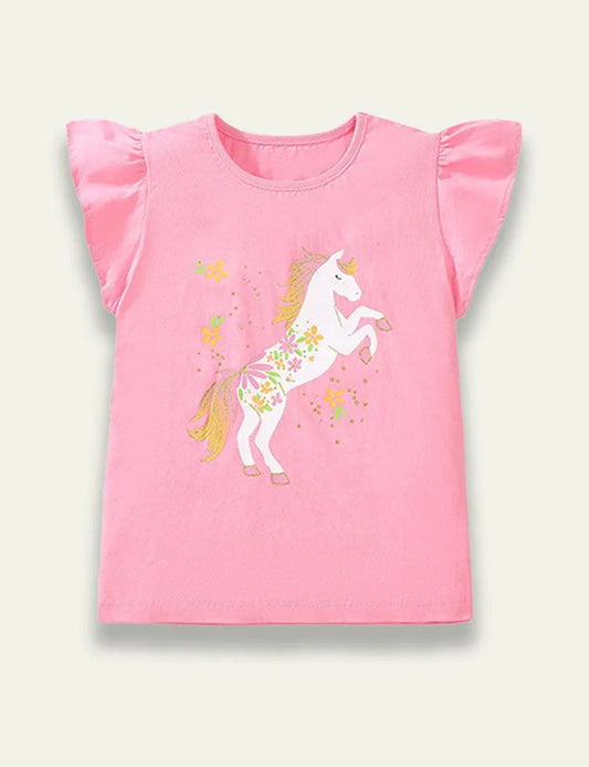 Printed Ruffle Edge T-shirt - Mini Taylor
