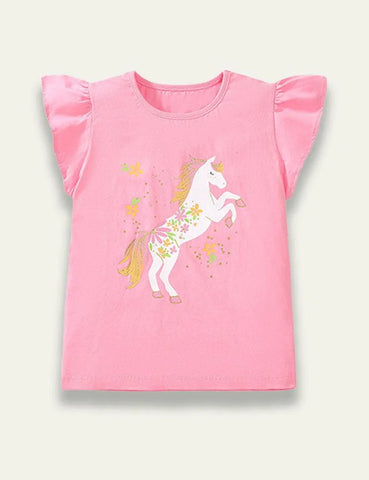 Printed Ruffle Edge T-shirt - Mini Taylor