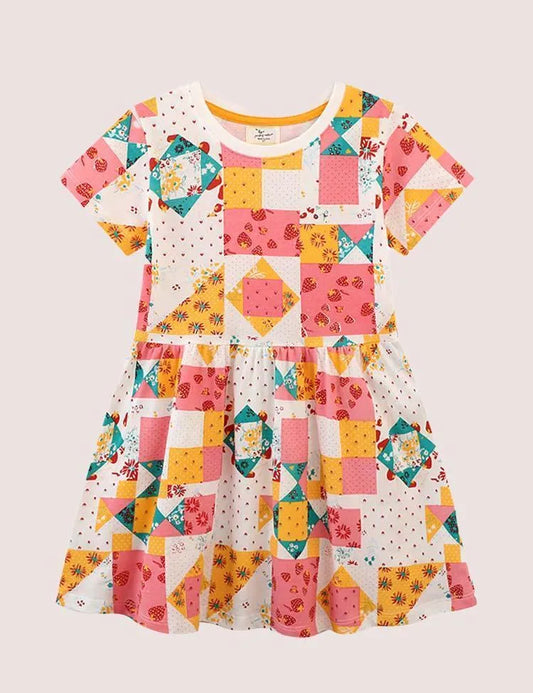 Printed Short Sleeve Dress - Mini Taylor