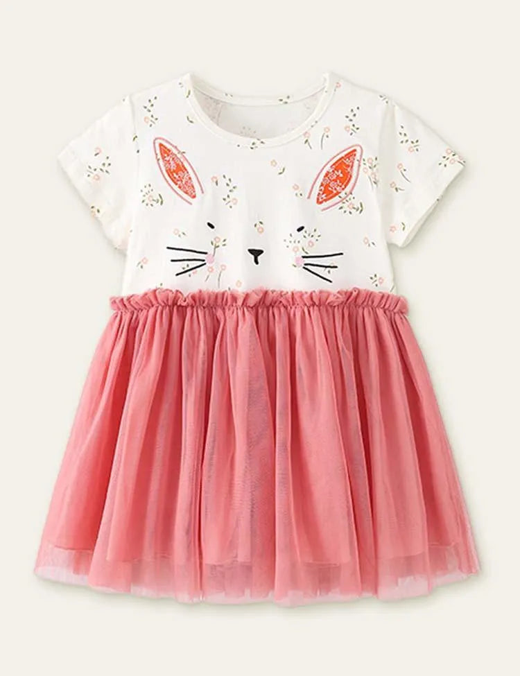 Rabbit Embroidery Floral Printed Dress - Mini Taylor