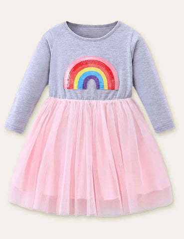 Rainbow Appliqué Tulle Dress - Mini Taylor