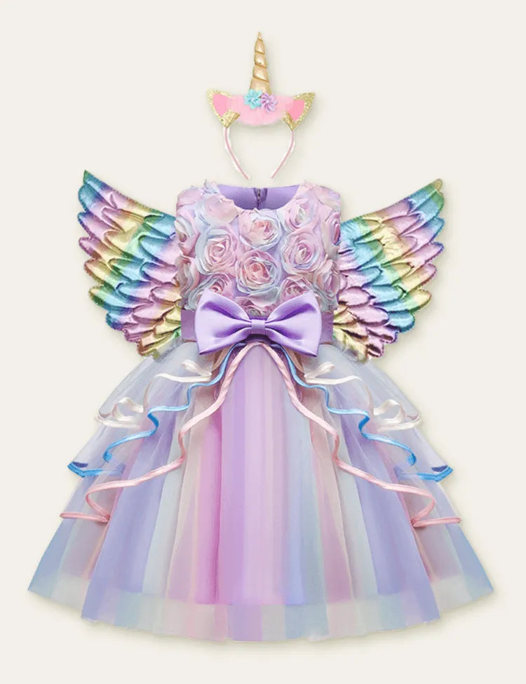 Rose Dream Mesh Party Dress + Unicorn Wings - Mini Taylor