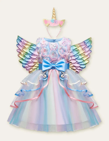 Rose Dream Mesh Party Dress + Unicorn Wings - Mini Taylor