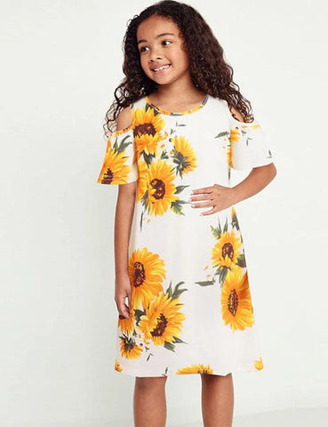 Round Neckline Off-the-shoulder Family Matching Dress - Mini Taylor