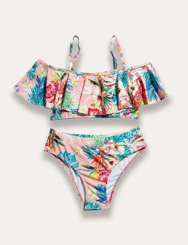 Ruffled Floral Split Swimsuit - Mini Taylor