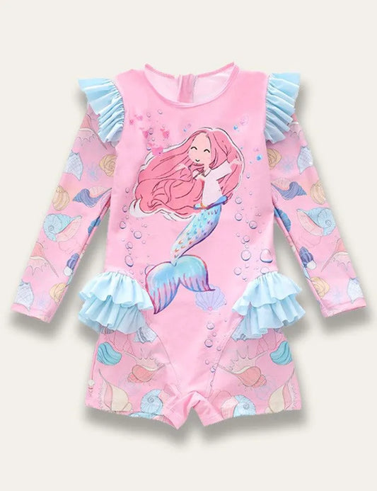 Ruffled Mermaid Print Swimsuit - Mini Taylor