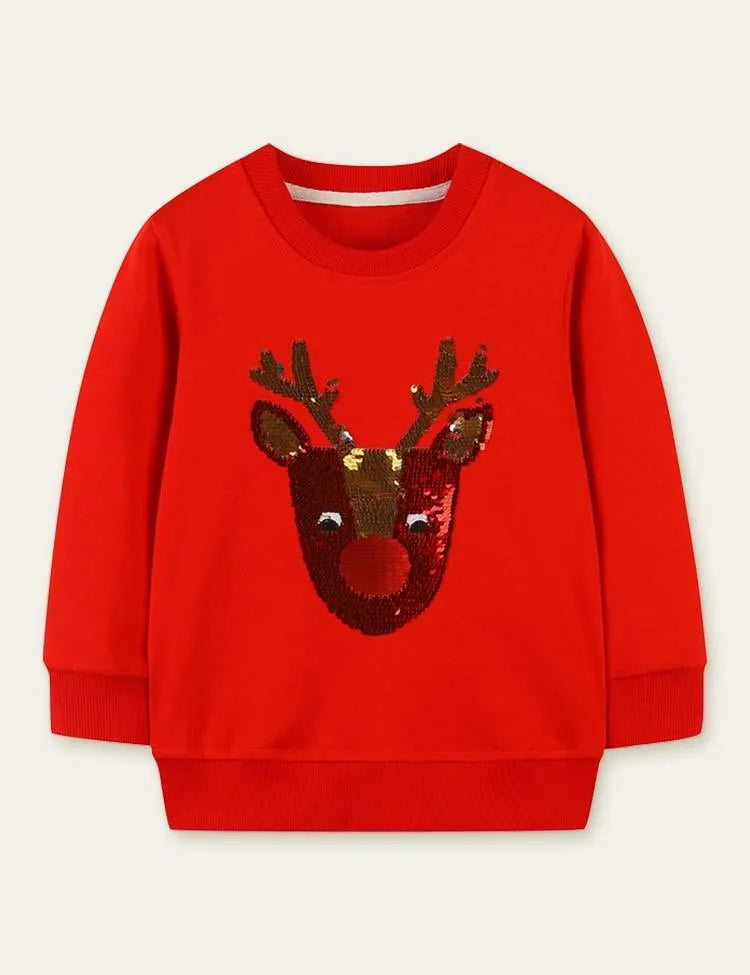 Sequined Elk Sweatshirt - Mini Taylor