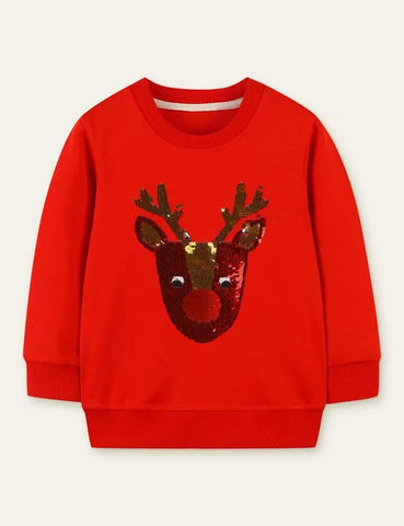Sequined Elk Sweatshirt - Mini Taylor