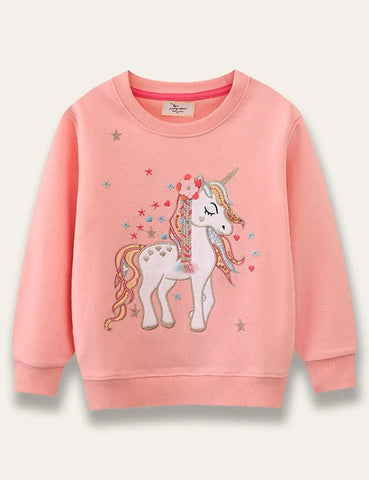Sparkling Floral Unicorn Appliqué Sweatshirt - Mini Taylor