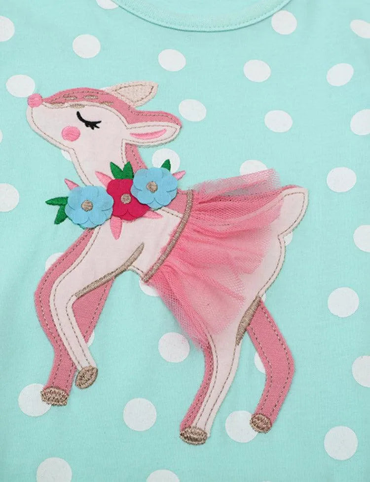 Spring Sika Deer Appliqué Dress - Mini Taylor