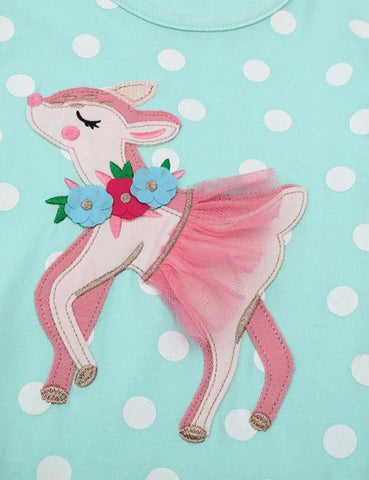 Spring Sika Deer Appliqué Dress - Mini Taylor