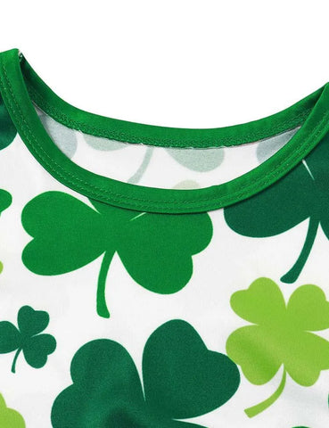 St. Patrick's Day Clover Printed Long Sleeve Dress - Mini Taylor