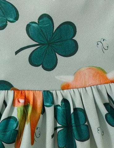 St.Patrick's Day Clover Strap Romper - Mini Taylor