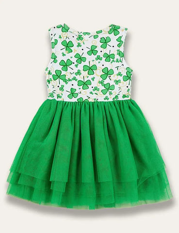 St. Patrick's Day Four-leaf Clover Print Dress - Mini Taylor