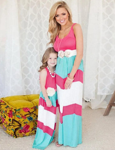 Stitching Contrasting Color Family Matching Dress - Mini Taylor