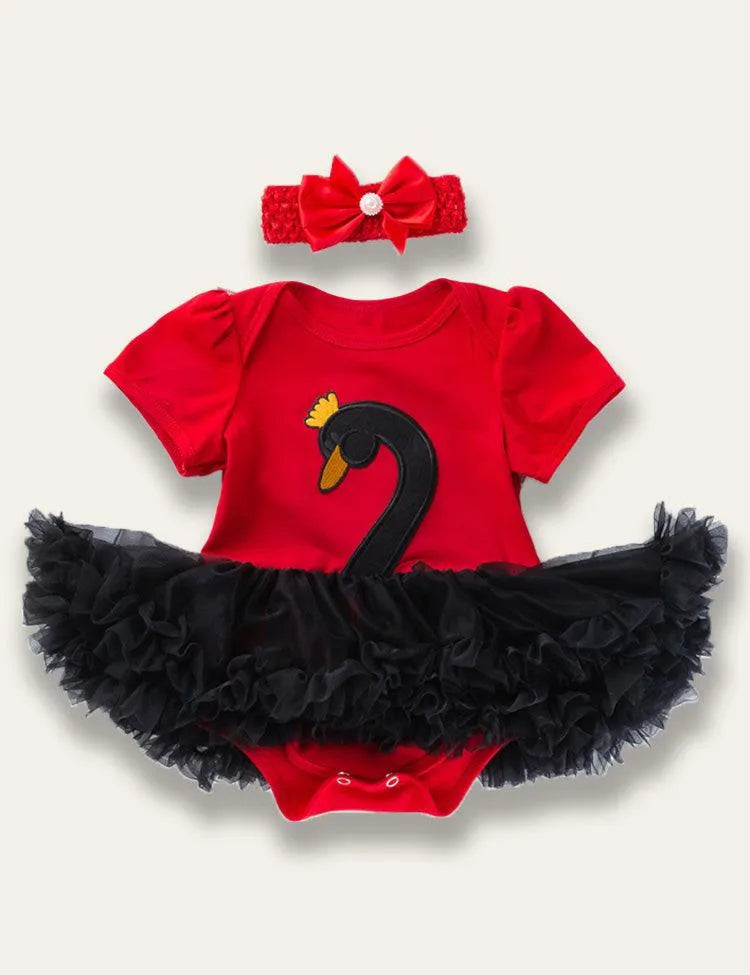 Swan Appliqué Romper Dress - Mini Taylor