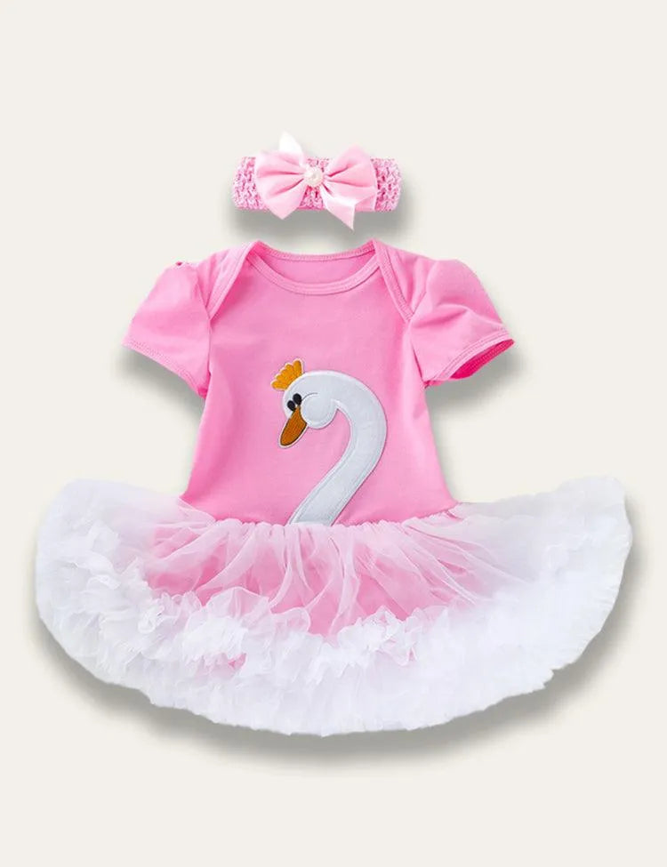 Swan Appliqué Romper Dress - Mini Taylor