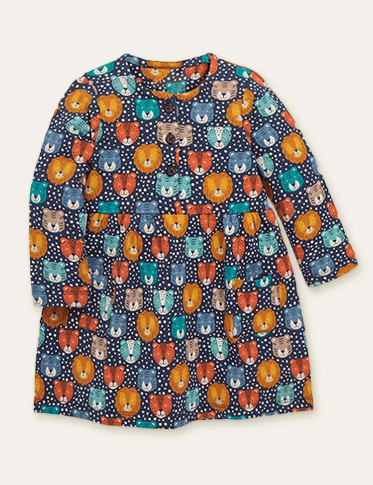 Tiger Printed Long Sleeve Dress - Mini Taylor