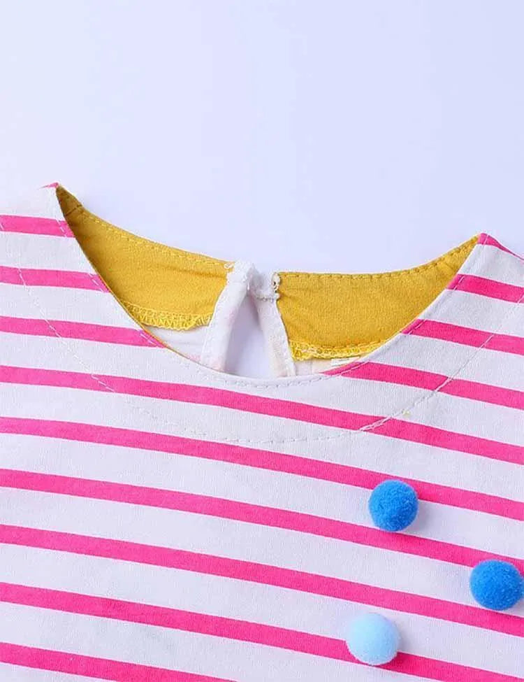Turtle Appliqué Short-Sleeved Striped Dress - Mini Taylor