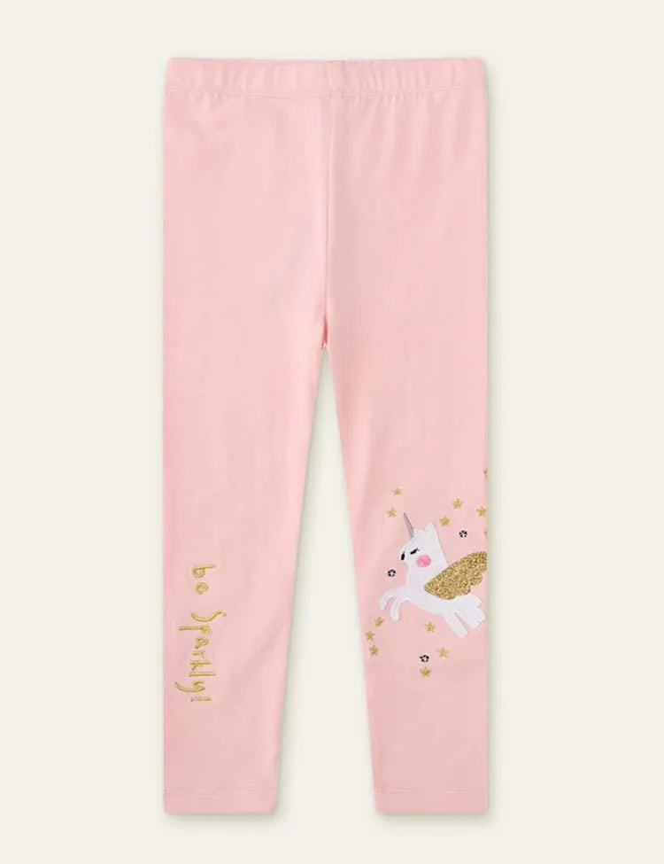 Unicorn Appliqué Embroidered Leggings - Mini Taylor