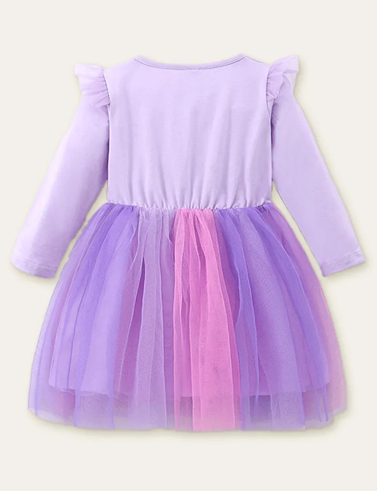 Unicorn Appliqué Rainbow Mesh Princess Dress - Mini Taylor