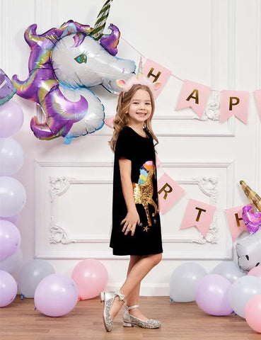 Unicorn Appliqué Star Embroidered Dress - Mini Taylor