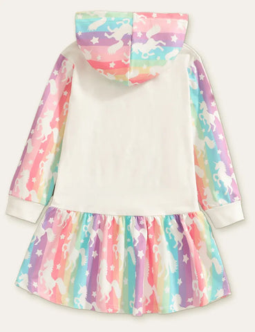 Unicorn Printed Hooded Dress - Mini Taylor