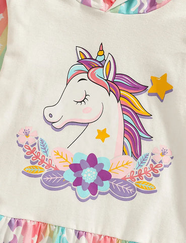 Unicorn Printed Hooded Dress - Mini Taylor
