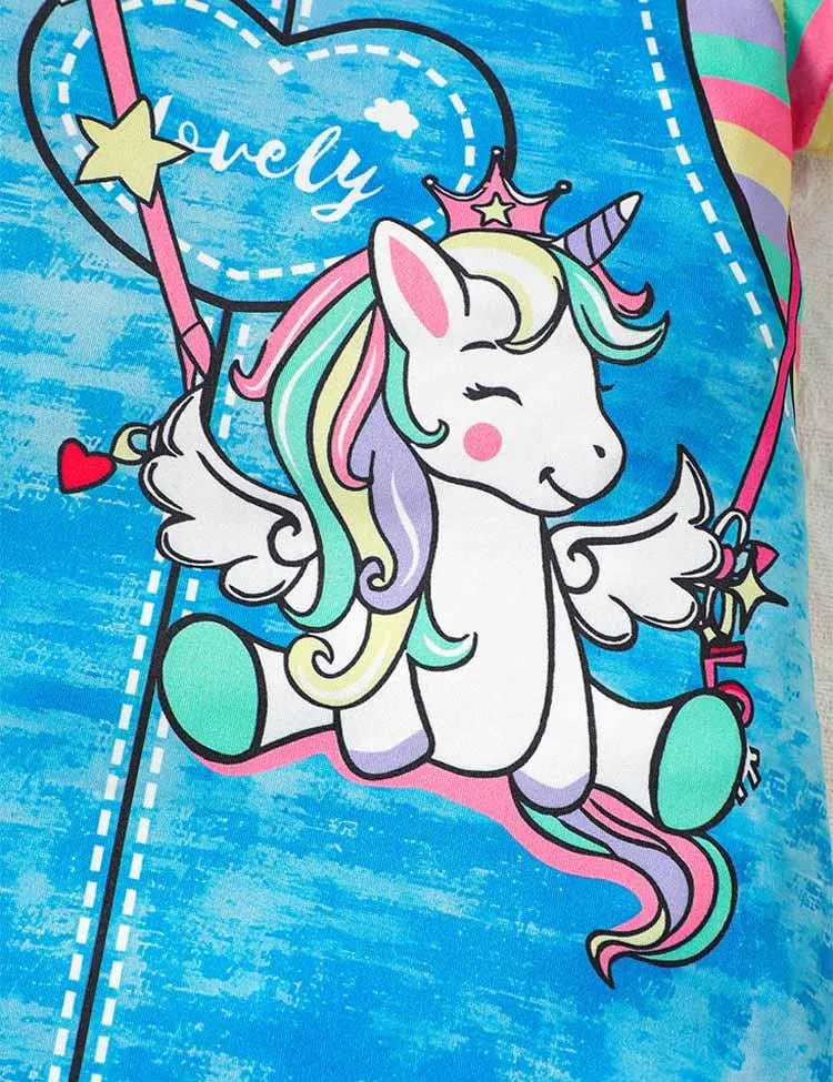 Unicorn Rainbow Stripe Print Dress - Mini Taylor