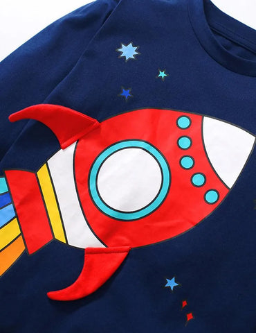 Unisex Rainbow Rocket Printed Long Sleeve T-shirt - Mini Taylor