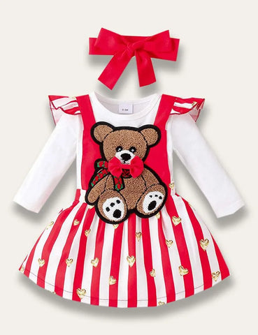 Valentine's Day Bunny Appliqué Two-piece Dress - Mini Taylor