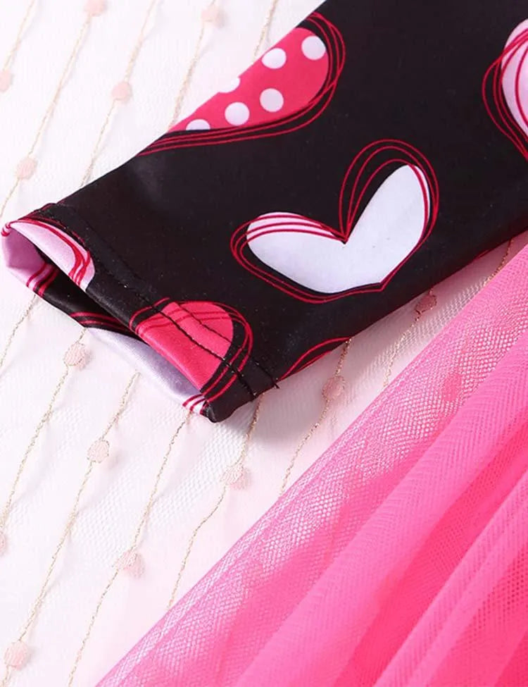 Valentine's Day Cartoon Heart Tulle Dress - Mini Taylor