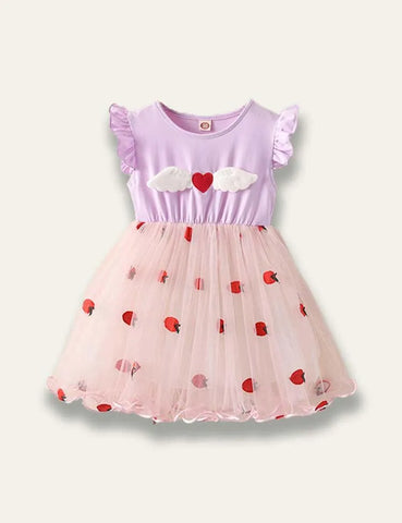 Valentine's Day Flying Heart Sleeveless Tulle Dress - Mini Taylor