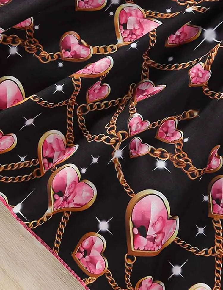 Valentine's Day Heart Necklace Printed Dress - Mini Taylor